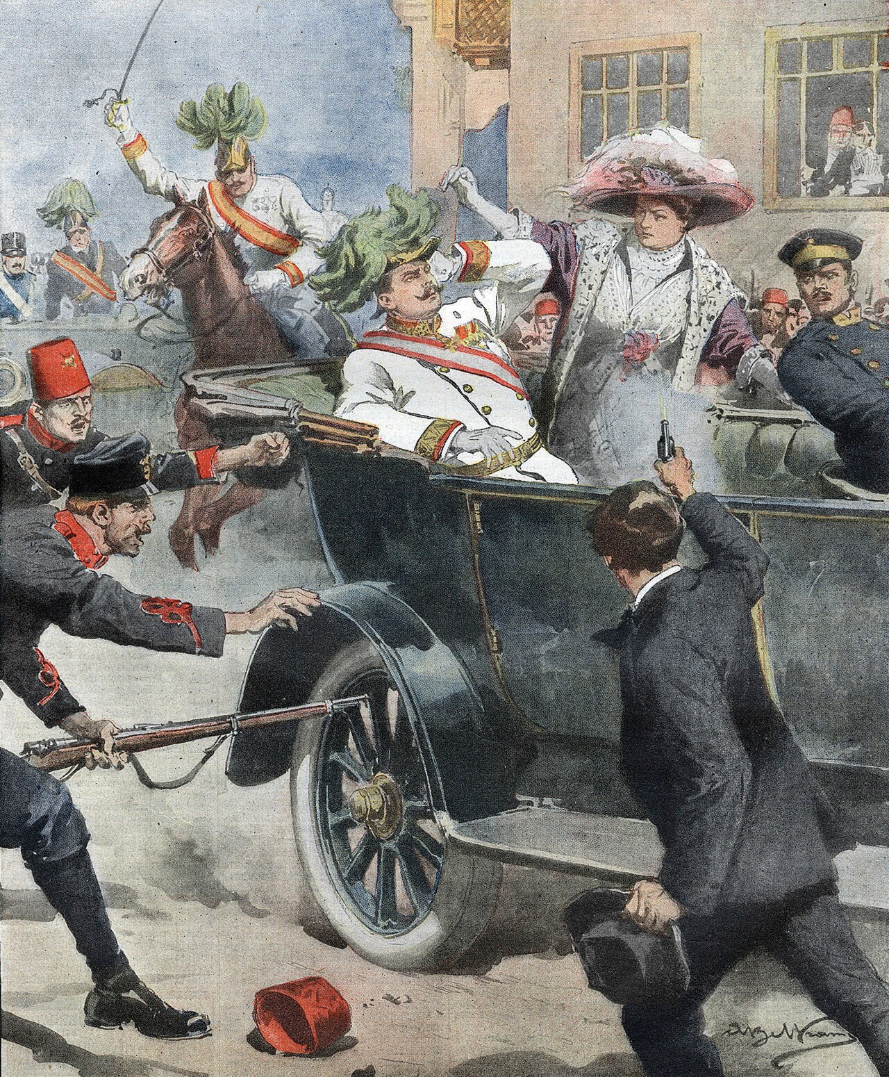 Archival depiction of the Sarajevo Incident