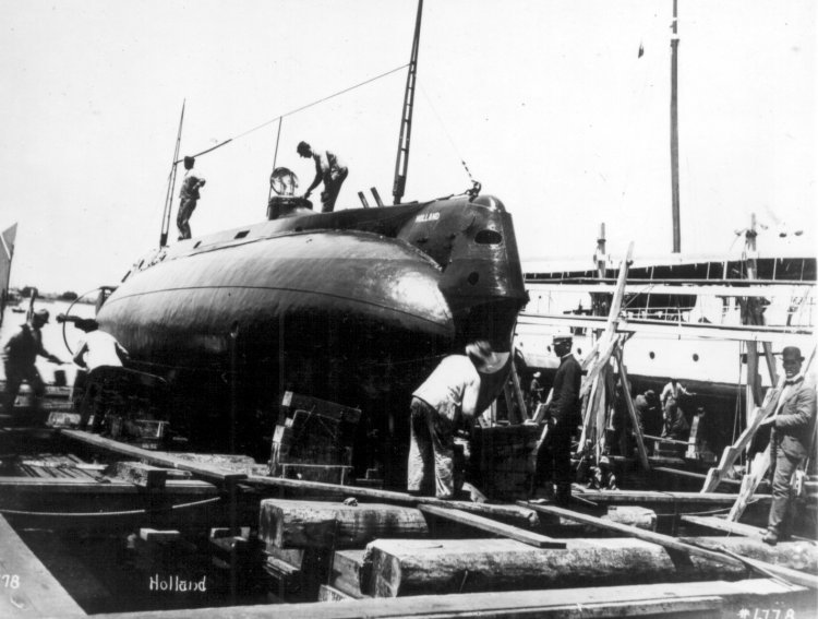 Archival photo of a submarine vessel at sea
